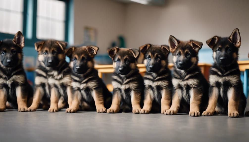 training puppies in class